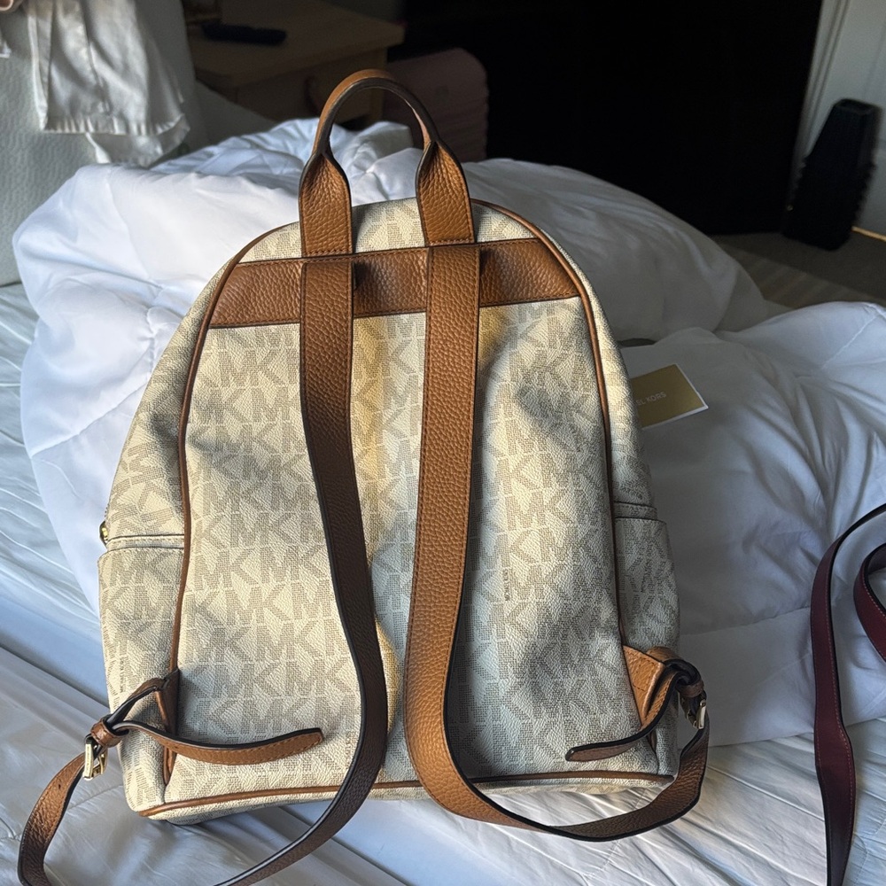 Michael Kors Monogram Beige Backpack - Picture 3 of 4